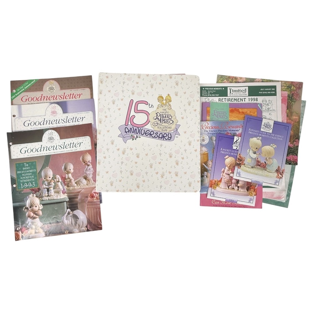 80s Precious Moments Collectors Club Binder Newsletters Brochure Sticker VTG Lot